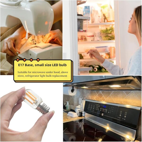 Microwave Light Bulbs Under Hood 125V 40W Equivalent for Whirlpool Microwave Light Bulb 8206232a 4W LED Appliance Bulb E17 3000K Warm White Non-Dimmable, 2 Pack - Image 4