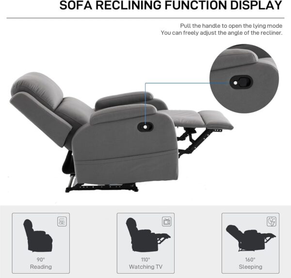 Lazy Boy Recliner Chairs for Adults,Leather Recliner Chair&Reclining Chair with Ajustable Backrest,Small Recliners for Small Spaces,Rocker Recliner&Lazy Boy Recliners,Manual,Havy Duty - Image 4