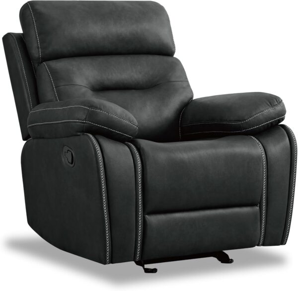 Leather Recliner Chair Manual Sofa Rocker for Adults with Overstuffed Arm for Living Room Bedroom Home Theater Seating
