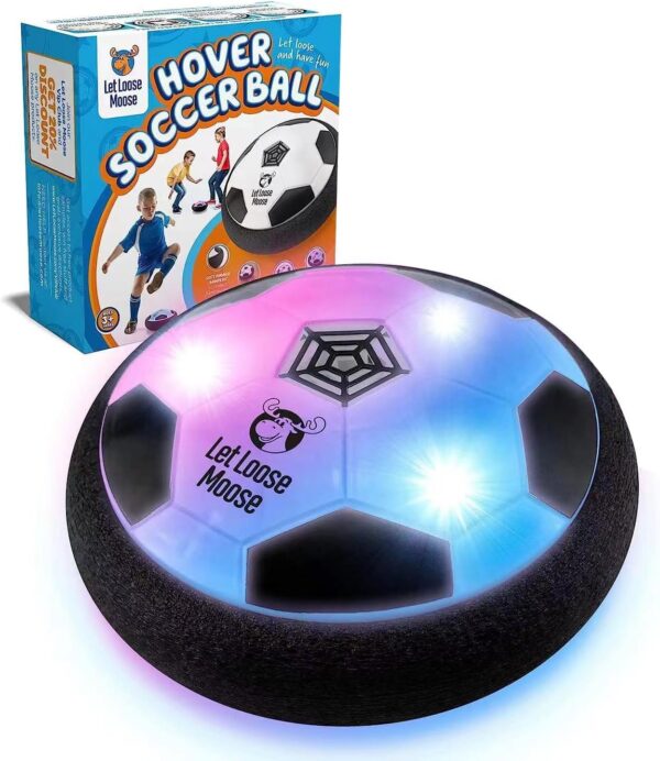 Let Loose Moose Hover Soccer Ball, Set of 1 Light Up LED Soccer Ball Toys, Fun and Active Indoor Game for Young Boys and Girls, Great Birthday Gift for Young Kids, Fun Soccer Training Equipment