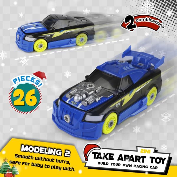 GILOBABY 26 Pieces Take Apart Toys for Boys, Racing Car with Electric Drill, Sounds & Lights, Building Stem Toys for Kids, Gifts for 3 4 5 Year Old Boys Learning Educational Toys - Image 4