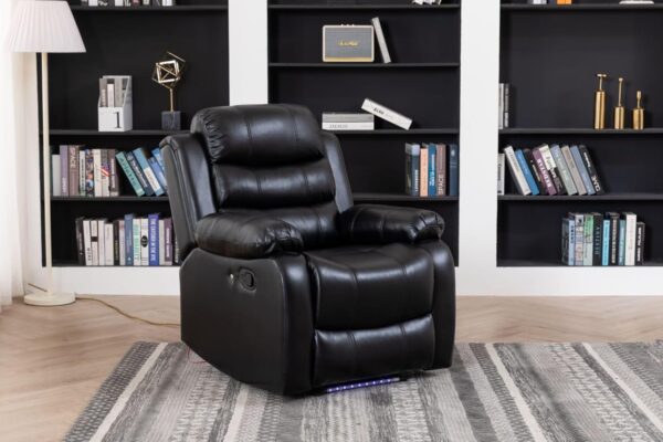 Home Theater Seating Manual Recliner Chair, Faux Leather Home Theater Seating Manual Recliner, Palomino Fabric Single Sofa, Nursery Chair, for Living Room Bedroom Office - Image 3
