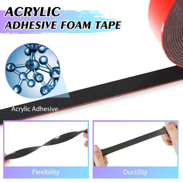 Double Sided Tape 2 Pack, 33FT x 0.4IN Heavy Duty Mounting Tape, Two Sided Acrylic Foam Tape, 2 Sided Strong Adhesive Tape Made of 3M VHB for Home Office Car Automotive Decor - Image 2