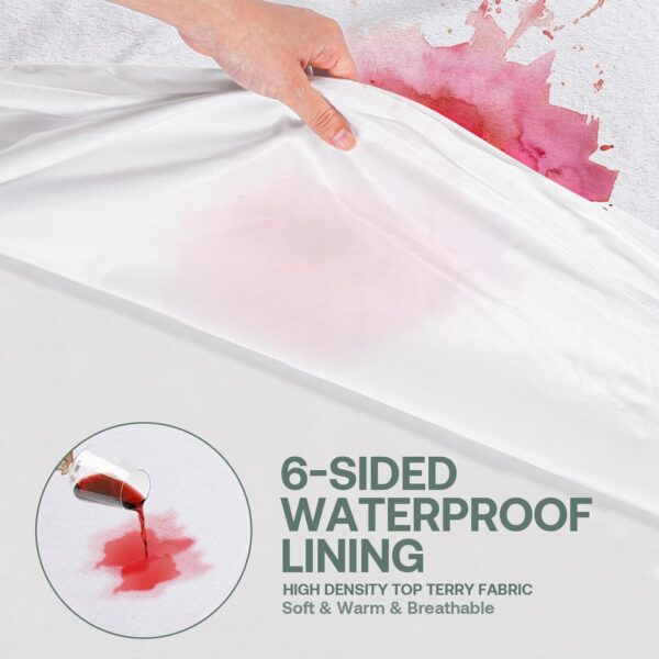 King Mattress Protector Cover 76"x80" Fits 9-12" Deep, Waterproof Mattress Encasement Cover with Premium Breathable Soft Terry Top Fiber for Your King Size Bed - Image 3