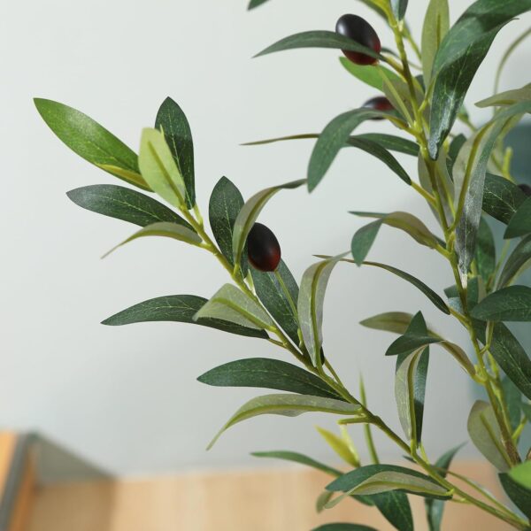 LOMANTO Artificial Olive Trees, 6 ft Tall Fake Olive Trees for Indoor, Faux Olive Silk Tree, Large Olive Plants with White Planter for Home Decor and Housewarming Gift, 1 Pack - Image 5