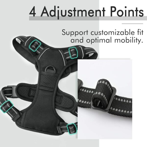 rabbitgoo Dog Harness, No-Pull Pet Harness with 2 Leash Clips, Adjustable Soft Padded Dog Vest, Reflective No-Choke Pet Oxford Vest with Easy Control Handle for Large Dogs, Black, L - Image 4