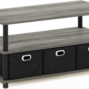 FURINNO Turn-N-Tube Coffee Table, 31.22D x 15.5W x 15.8H in, French Oak Grey/Black/Black