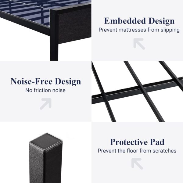 Allewie Full Size Platform Bed Frame with Wooden Headboard and Footboard, Heavy Duty 12 Metal Slats Support, No Box Spring Needed, Under Bed Storage, Non-Slip, Noise Free, Easy Assembly, Black Oak - Image 6