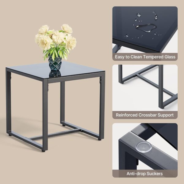 Gizoon 3 Pieces Patio Set Outdoor Wicker Furniture Sets, Modern Rattan Chair Conversation Sets with Coffee Table, for Yard, Bistro, Garden, Balcony, Poolside, Grey - Image 4