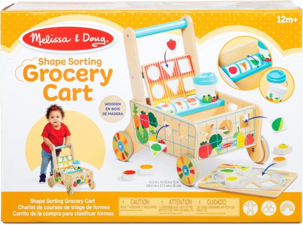 Melissa & Doug Wooden Shape Sorting Grocery Cart Push Toy and Puzzles - Pretend Play Grocery Toys, Sorting And Stacking Toys For Infants And Toddlers Ages 1+ - FSC-Certified Materials - Image 6