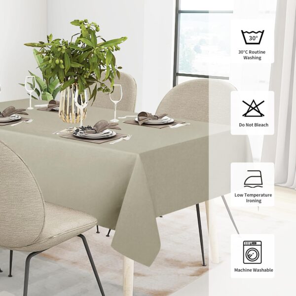 Easy-Going Faux Linen Waterproof Spill-Proof Tablecloth Stain Resistant Rectangle Table Cloth Wrinkle Free Decorative Fabric for Kitchen, Dining, Party, Weddings, Restaurants (60x102 in, Linen) - Image 7