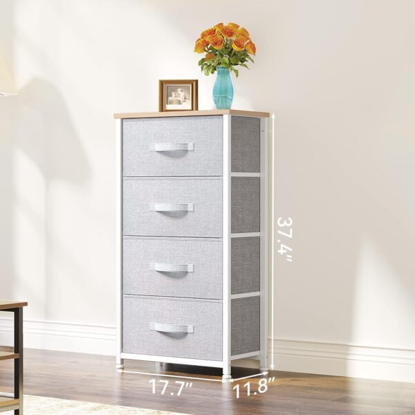 YITAHOME Dresser with 4 Drawers - Fabric Storage Tower, Organizer Unit for Bedroom, Living Room, Hallway, Closets & Nursery - Sturdy Steel Frame (Light Grey) - Image 3