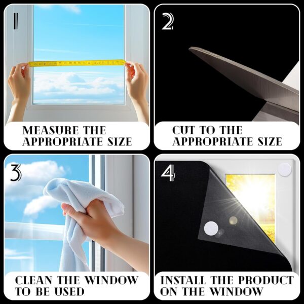 100% Blackout Curtains and Portable Blinds Effectively Block Out Room Light and are Easy to Install, Making Them Ideal as Travel Blackout Shades for Bedroom Windows(Black,55" W x 40" L) 1 Pc - Image 3