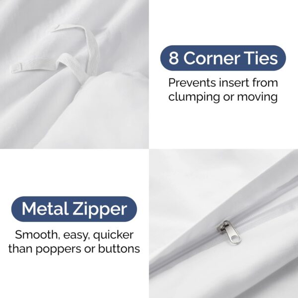Duvet Cover Queen Size Set - Extra Soft Queen Size Duvet Cover - 90" x 90" Queen Duvet Cover w/ 2 Pillow Shams - Hotel Luxury, Easy Care & Fade Free - Comforter Cover w/ Zipper Closures & Ties (White) - Image 4