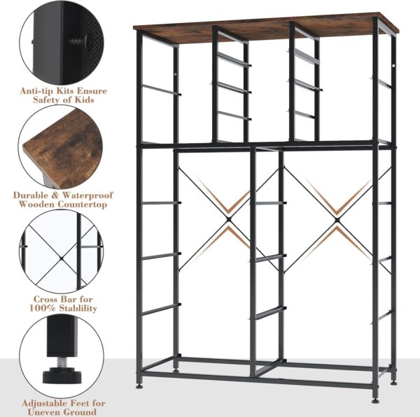Finnhomy 16 Drawers Dresser for Bedroom, Tall Dressers & Chests of Drawers with Wood Top, Large Fabric Storage Dresser for Bedroom/Living Room/Entryway/Closet, 38" W x 11.8" D x 57.1" H, Rustic Brown - Image 7