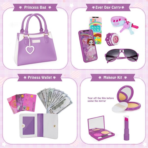 Officygnet Girls Toys for 3 4 5 6 7 8 Year Old - Princess Pretend Play Purse Toys for Little Girls, Toddler Purse with Accessories, Kids Toy Purse Birthday for Girls Ages 2-4 3-5 4-5 6-8 (Purple) - Image 3
