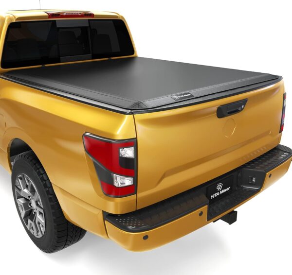 YITAMOTOR Soft Quad Fold Truck Bed Tonneau Cover Compatible with 2016-2024 Nissan Titan/ XD, Fleetside 6.5 ft Bed w/o Titan Box