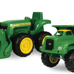John Deere Sandbox Toys - Includes Dump Truck Toy and Tractor Toy with Loader, Kids Outdoor Toys - Easter Gifts for Kids, Frustration Free Packaging ,Green, Ages 18 Months and Up, 2 Count ( Pack of 1)