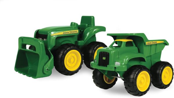 John Deere Sandbox Toys - Includes Dump Truck Toy and Tractor Toy with Loader, Kids Outdoor Toys - Easter Gifts for Kids, Frustration Free Packaging ,Green, Ages 18 Months and Up, 2 Count ( Pack of 1)