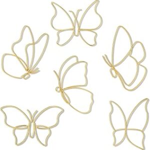 Hotop 6 Pieces Metal Butterfly Wall Decor Metal Wall Art Heart Hanging Decorations Wire Flowers Decor Wall Decals for Kitchen Bathroom Indoor Outdoor Wedding Birthday Party (Gold,Butterfly)
