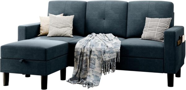 SUNLEI 79" Sectional Couch for Living Room Furniture Sets 3 Piece Small Sofa, L-Shaped Convertible Couches, Modular Sectional Couch with Cloud Chaise for Living Room/Small Space (Dark Grey) - Image 3