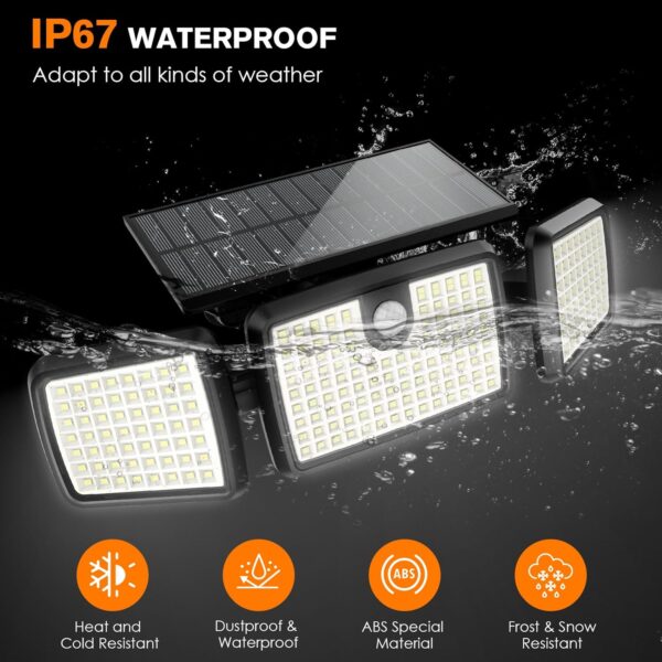 Solar Lights Outdoor, Quick Charge Solar Motion Deck Lights Outdoor for Deck with 2500LM 232 LEDs High Brightness, Larger Built-in Tempered Glass Solar Panel, Sensitive PIR Motion Inductor (2-Pack) - Image 6