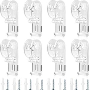 8 Pcs Roller Shade Clear Saftey Chain Retainer and Cord Guide Curtain P Clip Blind Cord Holder, Fixation Hook Bead Chain Tension Device with Screws for Roller Vertical and Roman Shades