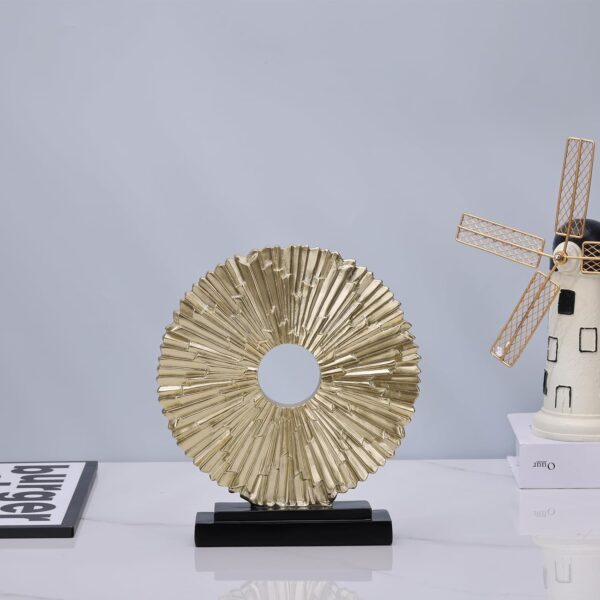 DOVDOV Gold Home Decor and Accessories, Round Geometric Statues, Unique Home Decor for Office Bookcase Room Coffee Table Console TV Stand Decor. - Image 5