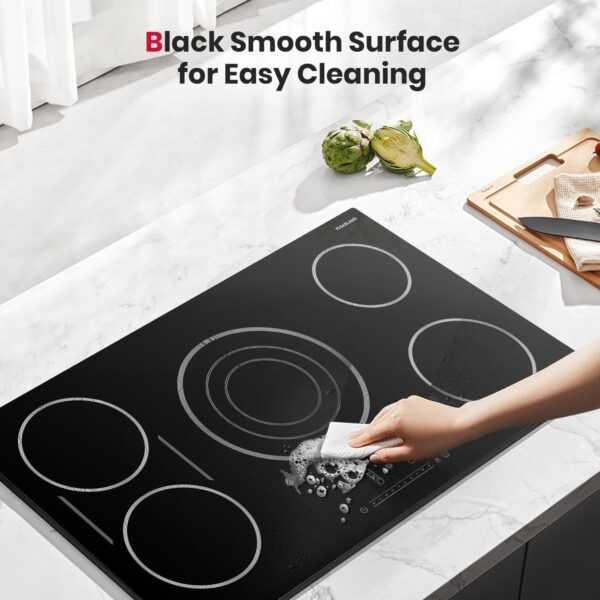 GASLAND 36 Inch Electric Cooktop 5 Burners, ETL & FCC Certificated, 9200W Built-in Radiant Ceramic Cooktop, Sync & Triple Burners, Slide Touch Control, Child Safety Lock, Hot Surface Indicator, 240V - Image 7