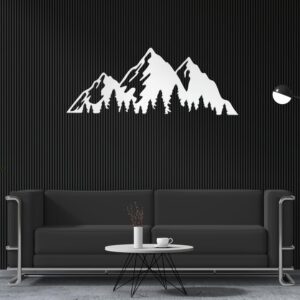 METALPLEX Timberline Mountains Metal Wall Art - Durable And Rust-free Indoor & Outdoor Aluminum Composite Wall Decor - Home Decor Wall Art For Living Room And Bedroom Decorations - White (60"x16")