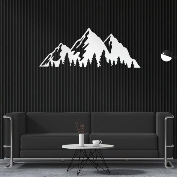 METALPLEX Timberline Mountains Metal Wall Art - Durable And Rust-free Indoor & Outdoor Aluminum Composite Wall Decor - Home Decor Wall Art For Living Room And Bedroom Decorations - White (60"x16")