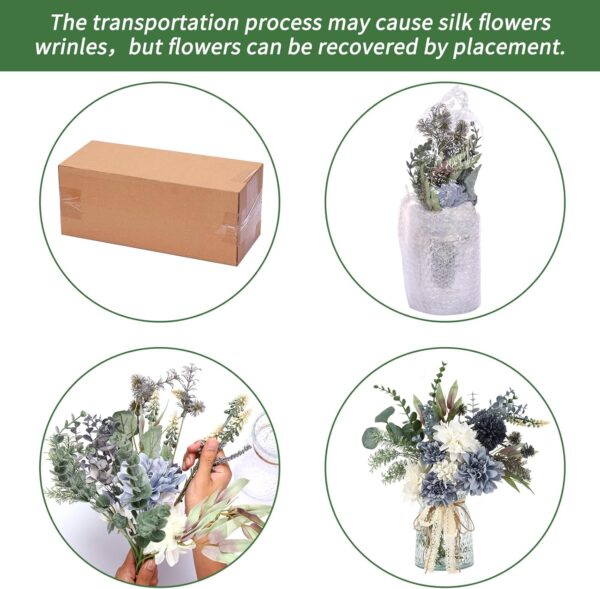 CEWOR Faux Flowers in Vase, Artificial Silk Flowers with Vase, Artificial Floral Table Centerpieces Decor for Farmhouse Coffee Table Living Room Bathroom Plant Decor - Image 2