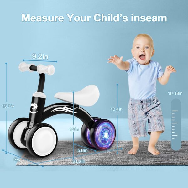 Colorful Lighting Baby Balance Bike Toys for 1 Year Old Boy Gifts, 10-36 Month Toddler Balance Bike, No Pedal 4 Silence Wheels&Soft Seat First Riding on Toys, One Year Old Boy Birthday Gifts. - Image 2