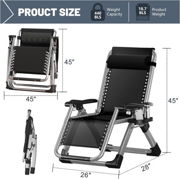 LILYPELLE Comfy Folding Chair, Folding Lounge Chair for Bedroom and Living Room, Folding Reclining Patio Chairs with Removable Cushion for Indoor Outdoor - Image 2