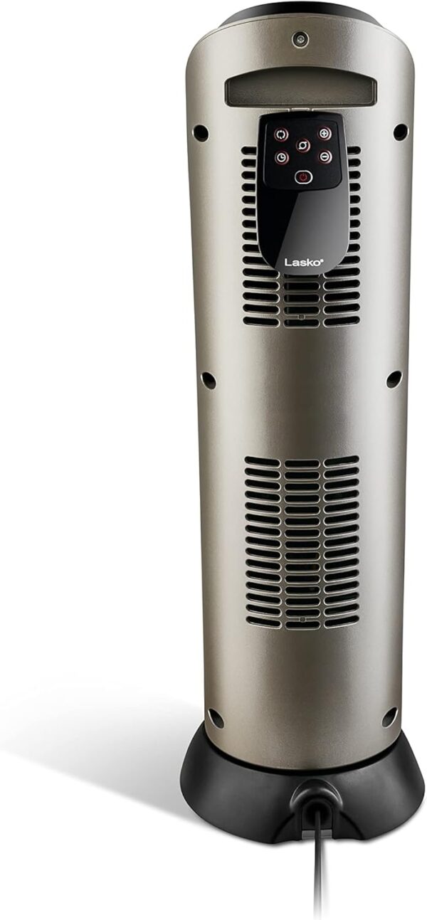 Lasko Oscillating Ceramic Tower Space Heater for Home with Adjustable Thermostat, Timer and Remote Control, 22.5 Inches, Grey/Black, 1500W, 751320 - Image 7