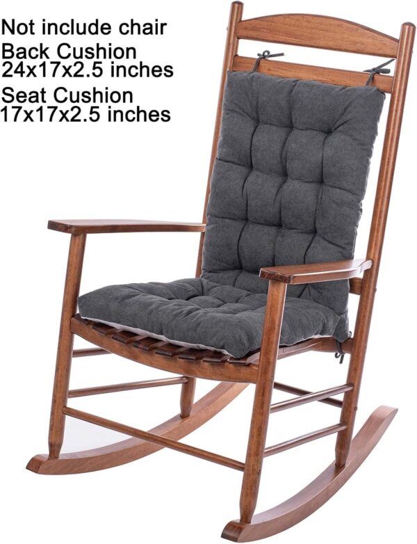 POMIU Rocking Chair Cushion Chair Cushions Chair Pad Chair Pads Sets Indoor Back Seat Cushion Office Chair Desk Chair Dining Chairs Home Kitchen Chair Room (Dark Grey) - Image 2