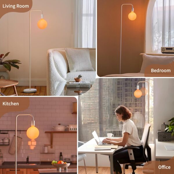 ONEWISH Floor Lamp for Living Room - Minimalist Standing Lamp with Modern LED Bulb, White Frosted Globe Glass 6", 1800K Warm Ambiant Lighting Decorative Tall Lamp for Bedroom Dorm - Image 6