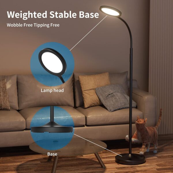 luckystyle Floor Lamp,Super Bright Dimmable LED Lamps for Living Room, Custom Color Temperature Standing Lamp with Remote Push Button, Adjustable Gooseneck Reading Floor Lamp for Bedroom Office Black - Image 7
