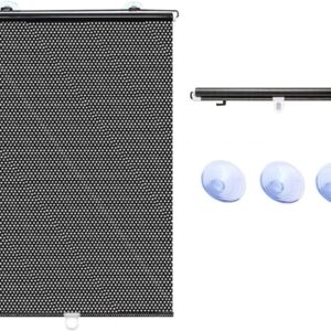 Heat Insulation Blackout Roller Blinds Retractable Balcony Sun Shade Kitchen Window Curtains with Suction Cups for Indoor Home Bedroom Living Room Office Privacy Curtain, 4 Sizes
