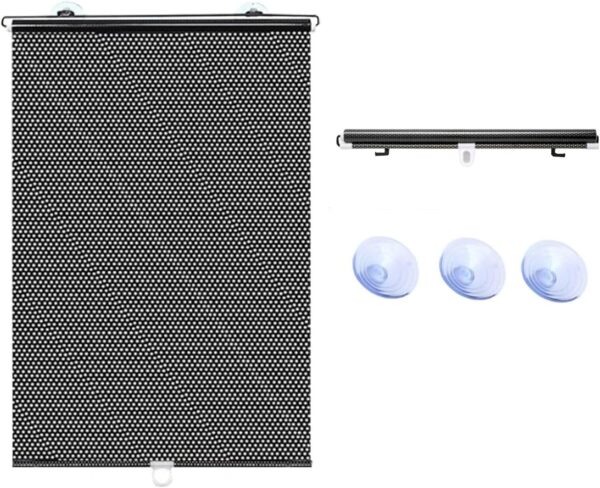 Heat Insulation Blackout Roller Blinds Retractable Balcony Sun Shade Kitchen Window Curtains with Suction Cups for Indoor Home Bedroom Living Room Office Privacy Curtain, 4 Sizes