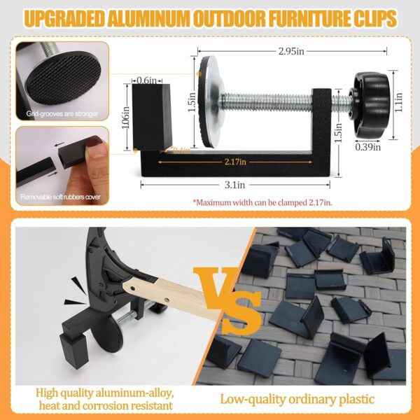 TTQ 6PCS 2.17in Outdoor Patio Furniture Clips,Adjustable Sectional Couch Sofa Funiture Clamps,Outdoor Patio Wicker Furniture Fasteners Clips Sectional Connector - Image 3