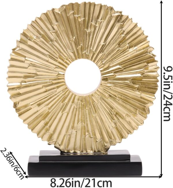 DOVDOV Gold Home Decor and Accessories, Round Geometric Statues, Unique Home Decor for Office Bookcase Room Coffee Table Console TV Stand Decor. - Image 2