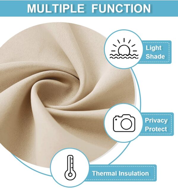 RYB HOME Door Curtains Blackout - Self Stick Tie Up Shades Tricia Window Blinds Light Block Insulating Sidelight, W 26 x L 69 inches, 1 Panel, Biscotti Beige - Image 6