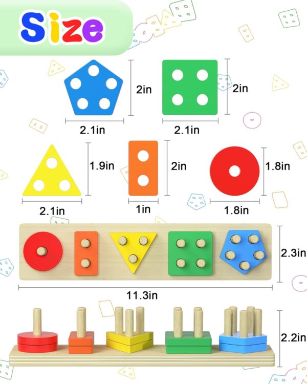 Yetonamr Montessori Toys for 1 2 3 Years Old Boys Girls Birthday Gifts, Wooden Sensory Toys for Ages 2-4 Toddlers Kids Baby, Toddler Learning Toy Activities Puzzles Ages 1-3 - Image 6