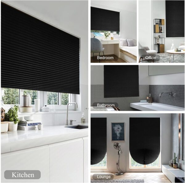 Blackout Blinds for Windows Cordless Blinds Temporary Shades Blinds No Drill Mini Blinds Black Out Blinds for Window of Bedroom,Bathroom,Kitchen Office (Black-high Shading, 23.6 * 59"(60 * 150cm)) - Image 3