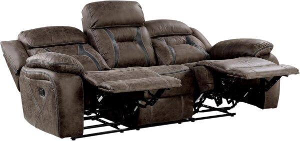 Homelegance Oliver 86" Microfiber Double Reclining Sofa (Manual), Dark Brown - Image 5