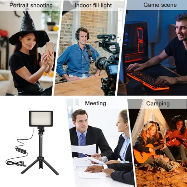 LED Video Light 2-Pack, 5600K Dimmable USB Photo Lights with Mini Tripod and Colored Filters for Photo Studios, Small Angle Shooting, Video Recording, Game Streaming - Image 7