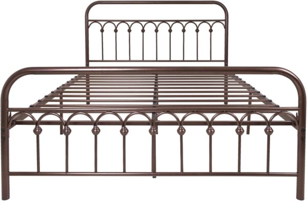 YALAXON Vintage Sturdy Queen Size Metal Bed Frame with Headboard and Footboard Basic Bed Frame No Box Spring Needed，Antique Brown. - Image 7