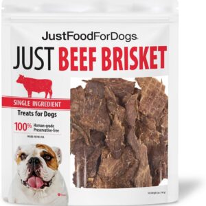 JustFoodForDogs Single-Ingredient Healthy Dog Treats, Beef Brisket, Made in The USA, 5 oz