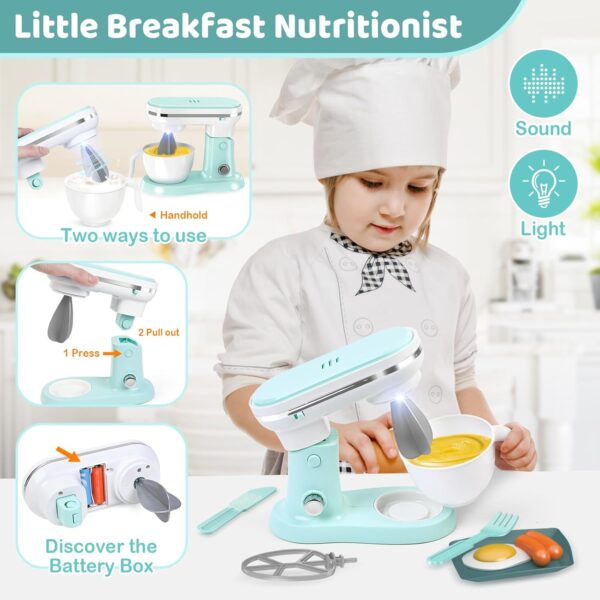 Shemira Pretend Play Kitchen Appliances Toy Sets with Coffee Maker, Blender, Mixer, Toaster, Kids Kitchen Playset with Light&Sound, Kids Kitchen Accessories, Toys for 3 4 5 6 7 8 Year Old Girls Gifts - Image 4